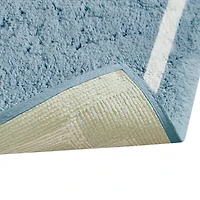 Blue Simple Trim Cotton Tufted Bath Mat, 72 in.