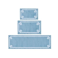Blue Simple Trim Cotton Tufted Bath Mat, 72 in.
