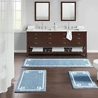Blue Simple Trim Cotton Tufted Bath Mat, 72 in.
