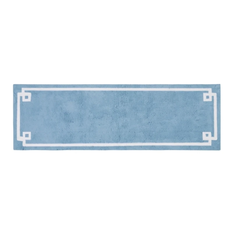 Blue Simple Trim Cotton Tufted Bath Mat, 72 in.