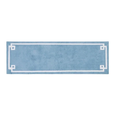 Blue Simple Trim Cotton Tufted Bath Mat, 72 in.