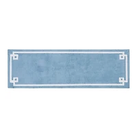 Blue Simple Trim Cotton Tufted Bath Mat, 72 in.