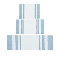 Blue Reversible Stripe Trim Bath Mat, 72 in.