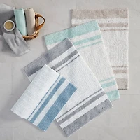 Blue Reversible Stripe Trim Bath Mat, 72 in.