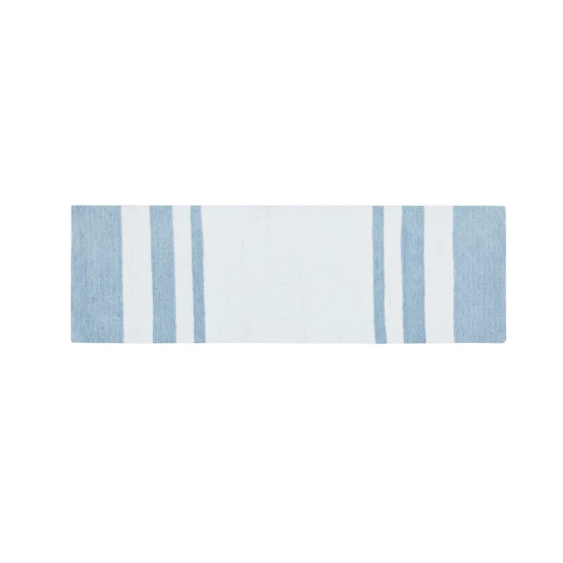 Blue Reversible Stripe Trim Bath Mat, 72 in.