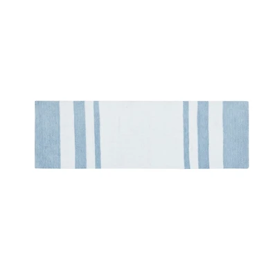 Blue Reversible Stripe Trim Bath Mat, 72 in.