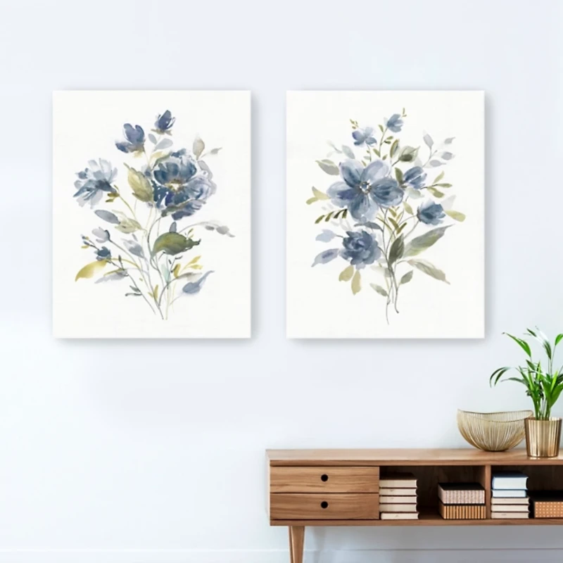 Linen Botanical Navy 2-pc. Canvas Art Prints
