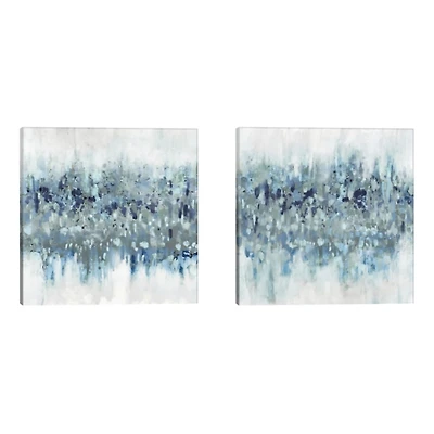 Blue Crossing Abstract Canvas Art Prints, Set of 2