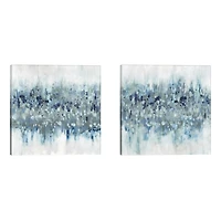 Blue Crossing Abstract Canvas Art Prints, Set of 2