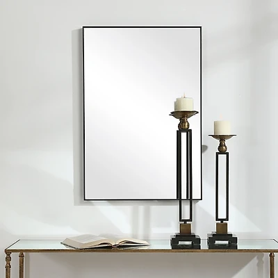 Black Simple Frame Rectangle Wall Mirror