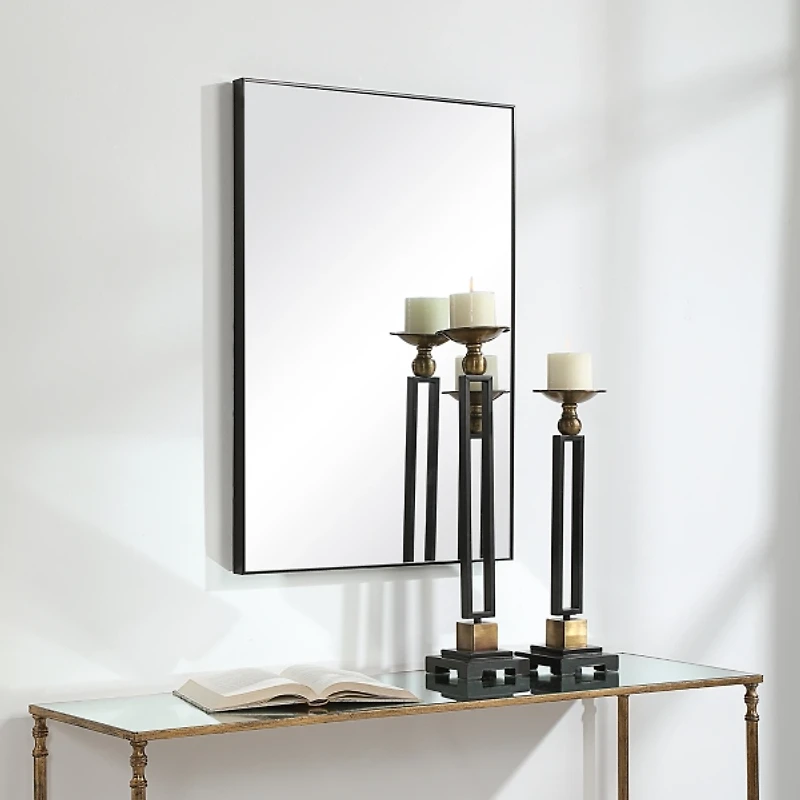 Black Simple Frame Rectangle Wall Mirror