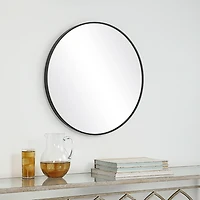 Black Round Simple Frame Medium Wall Mirror