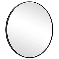 Black Round Simple Frame Medium Wall Mirror