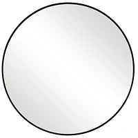 Black Round Simple Frame Medium Wall Mirror