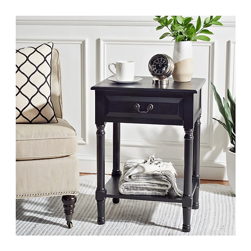 Emory Black Single Drawer Accent Table