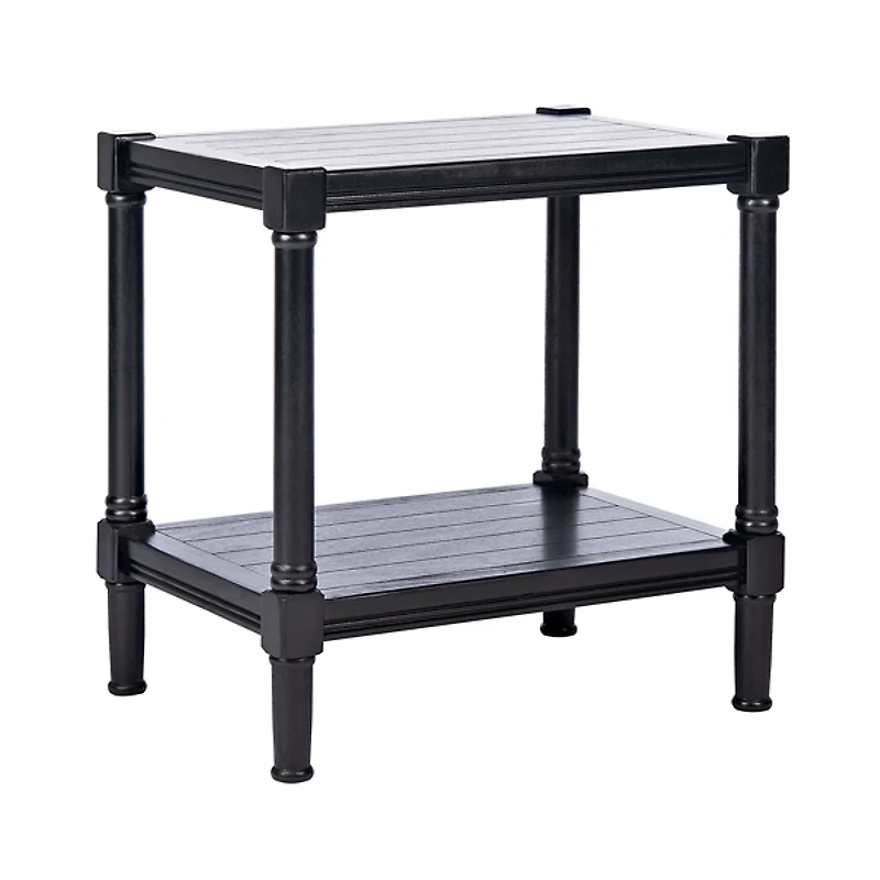 Black Carved Pinewood Farmhouse Accent Table