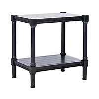 Black Carved Pinewood Farmhouse Accent Table