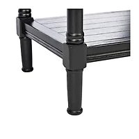 Black Carved Pinewood Farmhouse Accent Table