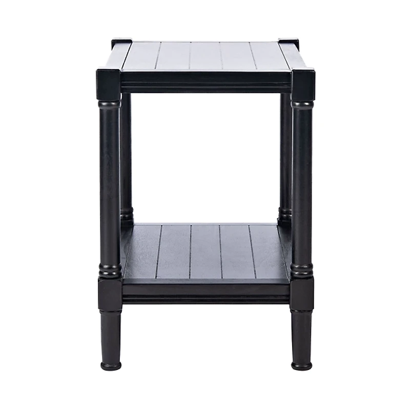 Black Carved Pinewood Farmhouse Accent Table