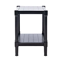 Black Carved Pinewood Farmhouse Accent Table