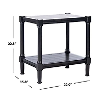 Black Carved Pinewood Farmhouse Accent Table