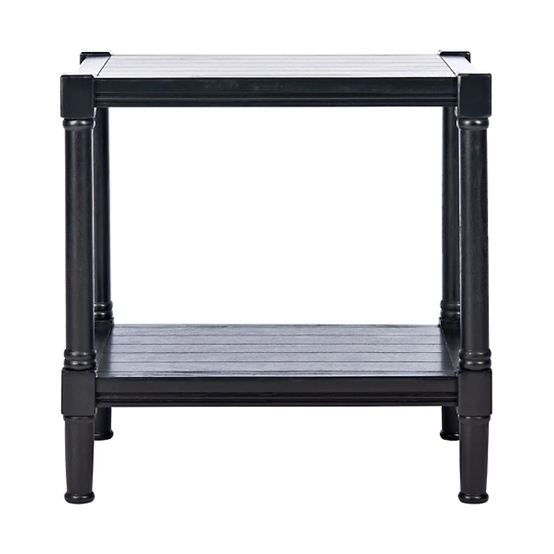 Black Carved Pinewood Farmhouse Accent Table