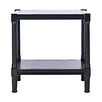 Black Carved Pinewood Farmhouse Accent Table