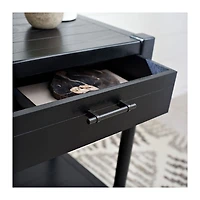 Black Geometrical Industrial Pull Accent Table