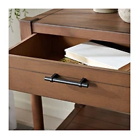 Natural Geometric Industrial Pull Accent Table