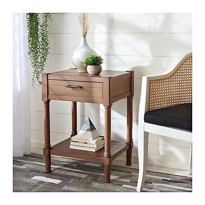 Natural Geometric Industrial Pull Accent Table