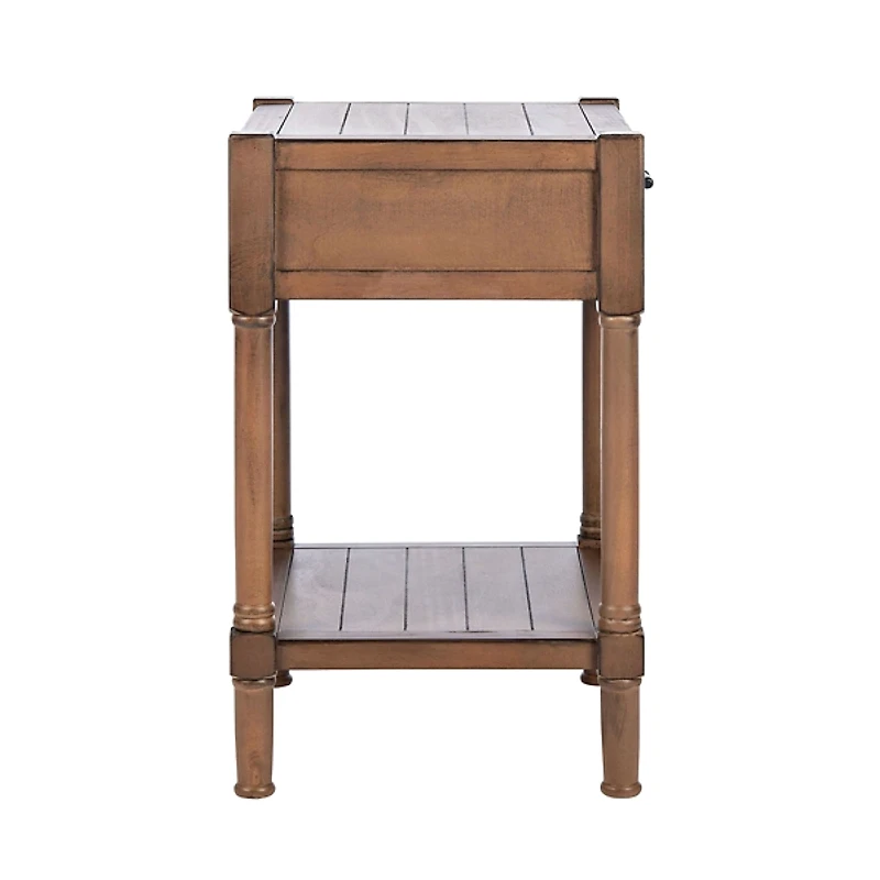 Natural Geometric Industrial Pull Accent Table