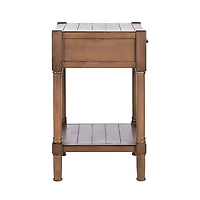 Natural Geometric Industrial Pull Accent Table