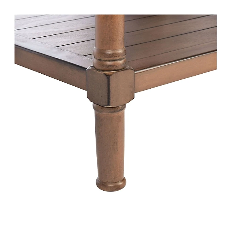 Natural Geometric Industrial Pull Accent Table