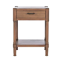 Natural Geometric Industrial Pull Accent Table