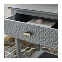 Evelina Gray Textured Single Drawer Accent Table