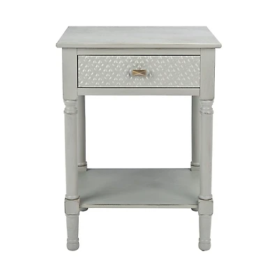 Evelina Gray Textured Single Drawer Accent Table