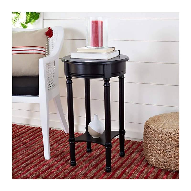 Black Tegan Round Accent Table