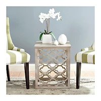 Gray Quatrefoil Accent Table