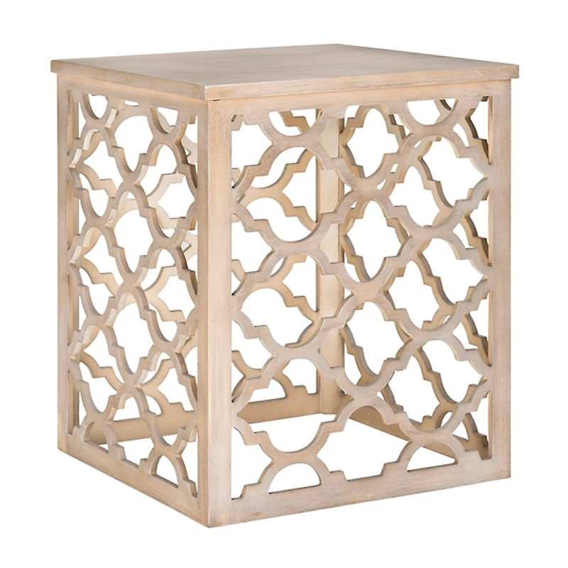 Gray Quatrefoil Accent Table
