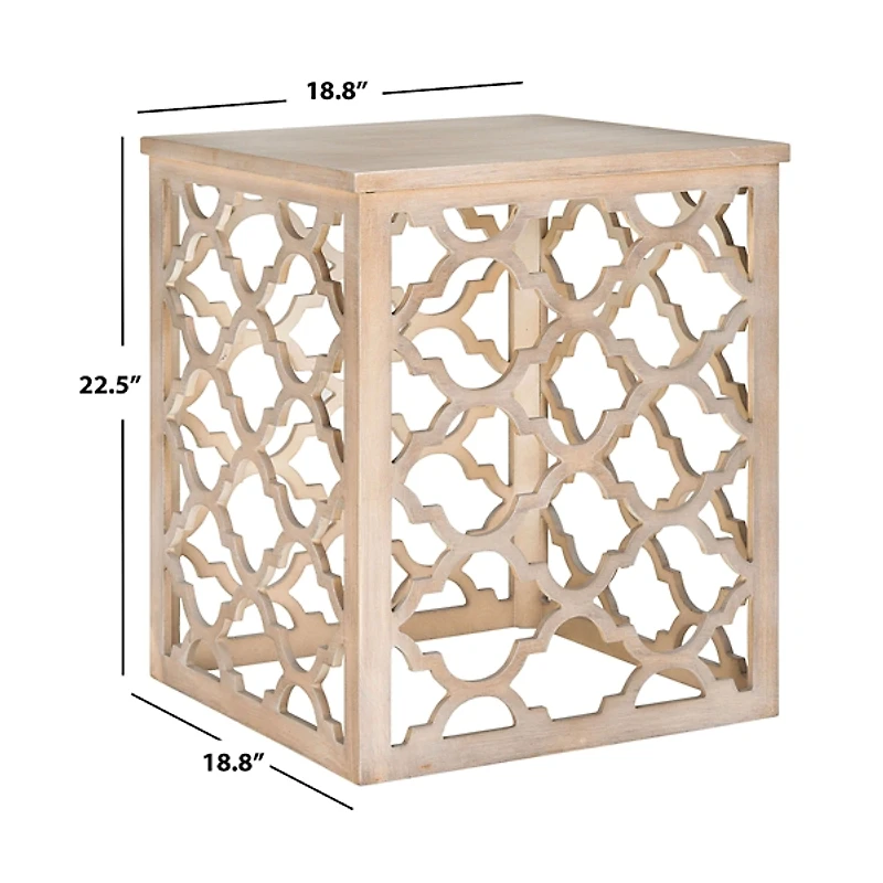 Gray Quatrefoil Accent Table