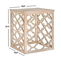 Gray Quatrefoil Accent Table