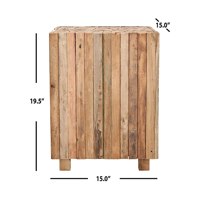 Reclaimed Teak Square Block Accent Table