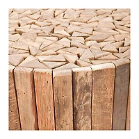 Reclaimed Teak Round Block Accent Table