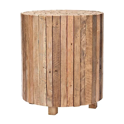 Reclaimed Teak Round Block Accent Table