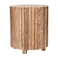 Reclaimed Teak Round Block Accent Table