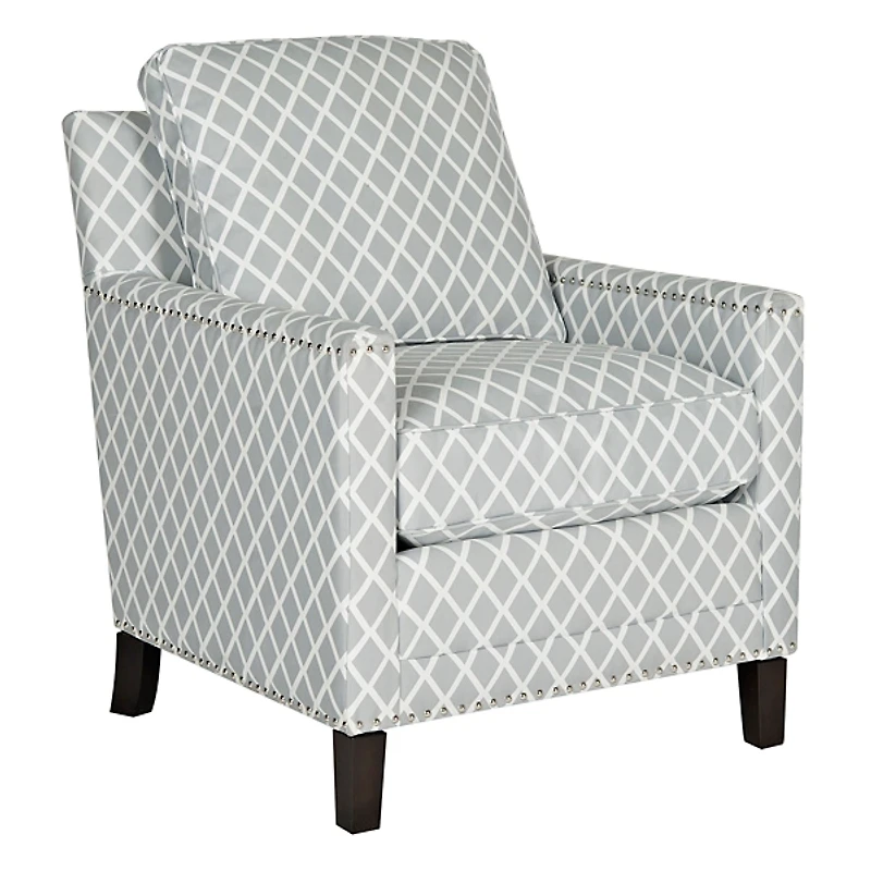 Gray and White Diamond Pattern Club Accent Chair