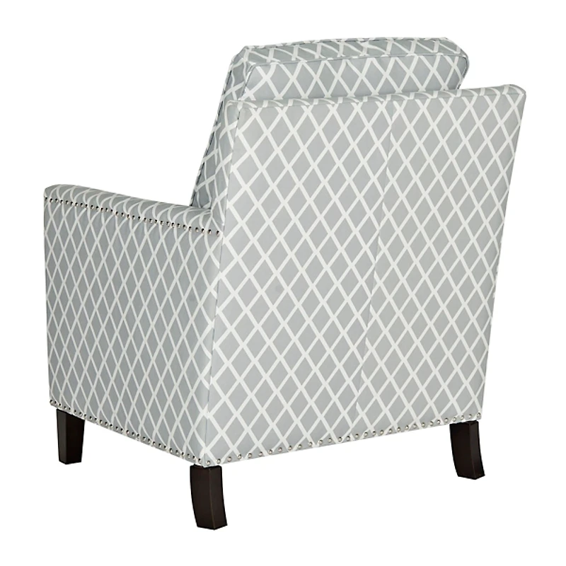 Gray and White Diamond Pattern Club Accent Chair