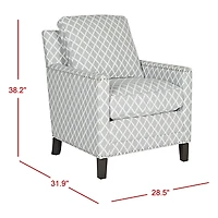 Gray and White Diamond Pattern Club Accent Chair