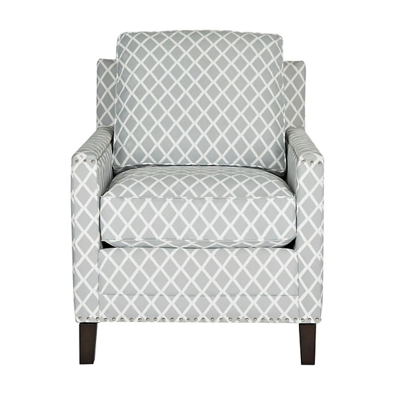 Gray and White Diamond Pattern Club Accent Chair