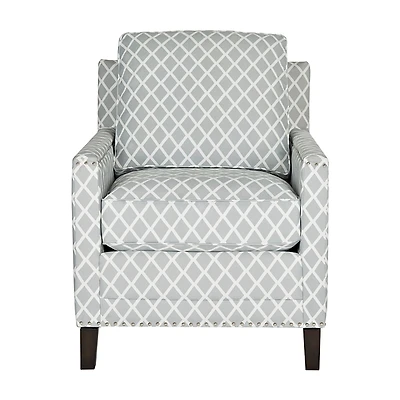 Gray and White Diamond Pattern Club Accent Chair